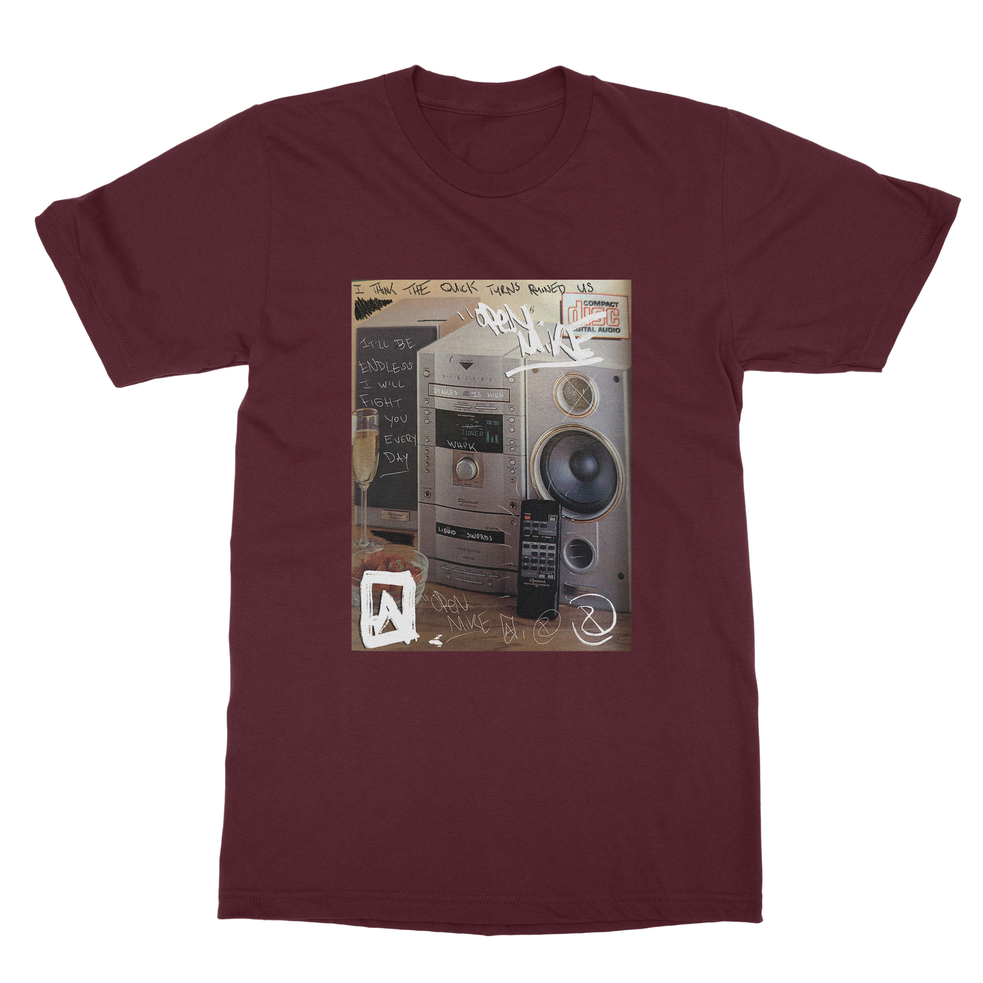 Merch Engine | Open Mike Eagle Stereo Unit T-Shirt - Maroon