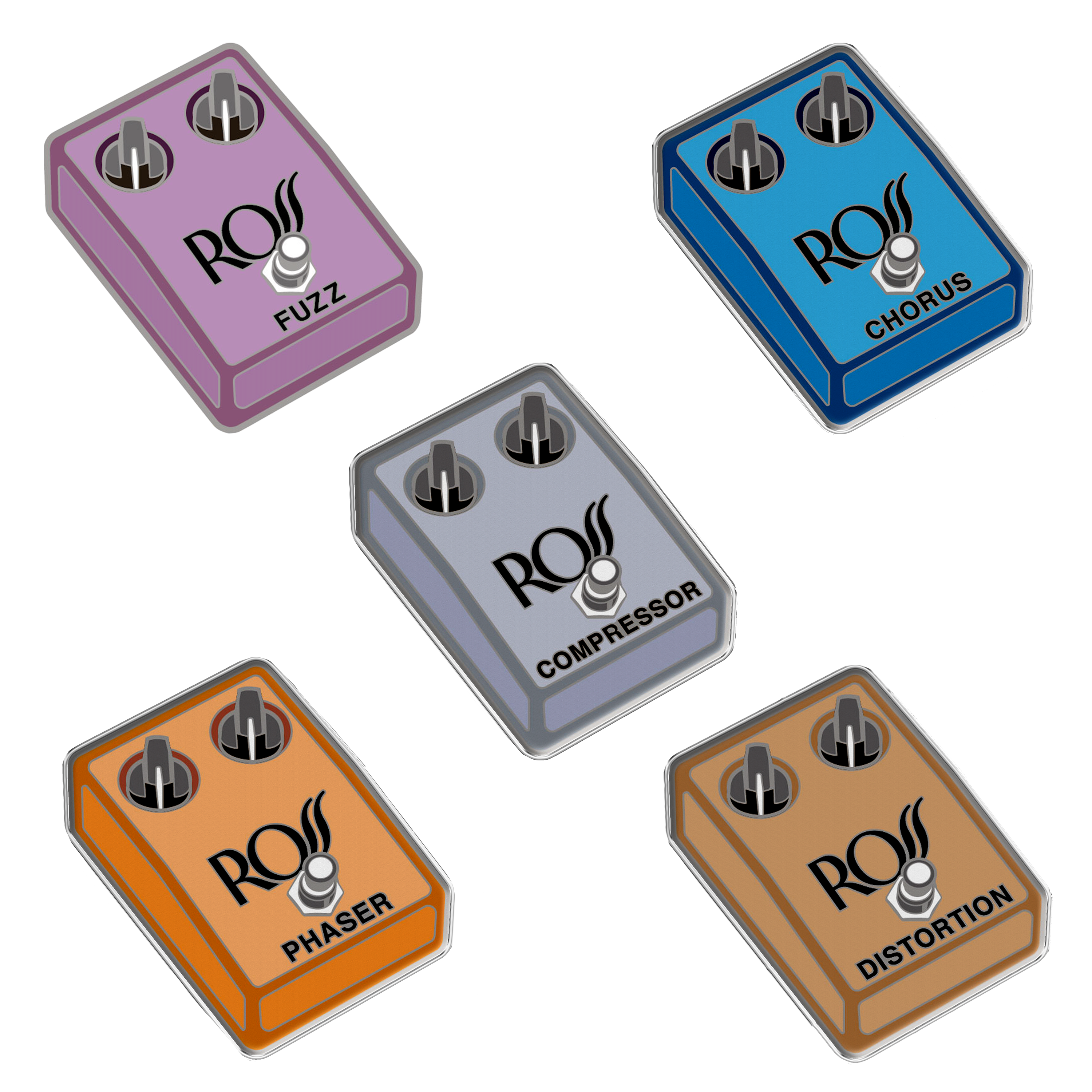 ROSS Electronics | 5 Pedal Enamel Pin Bundle