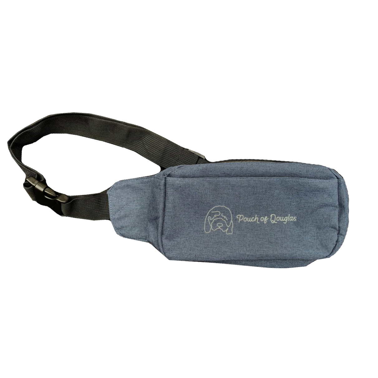 Hannah Gadsby's Pouch of Douglas Fanny Pack in blue and black