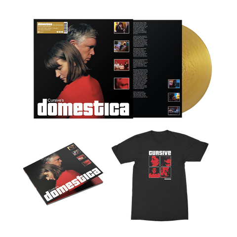 Cursive | Domestica Four Panel T-Shirt + LP + CD Bundle