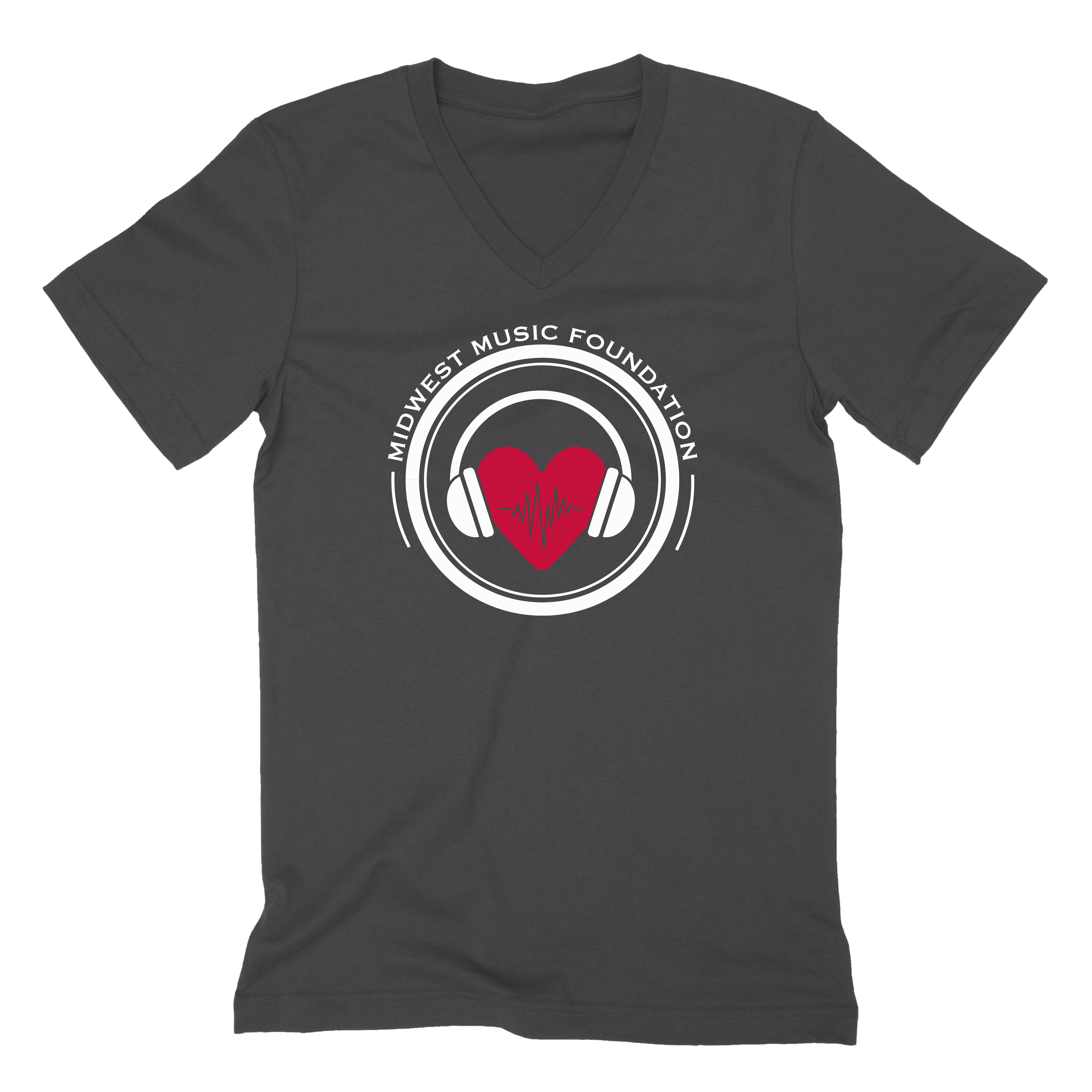 Midwest Music Foundation | Grey Heart V-Neck T-Shirt