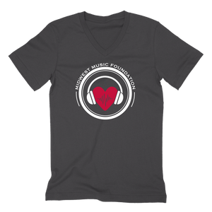 Midwest Music Foundation | Grey Heart V-Neck T-Shirt