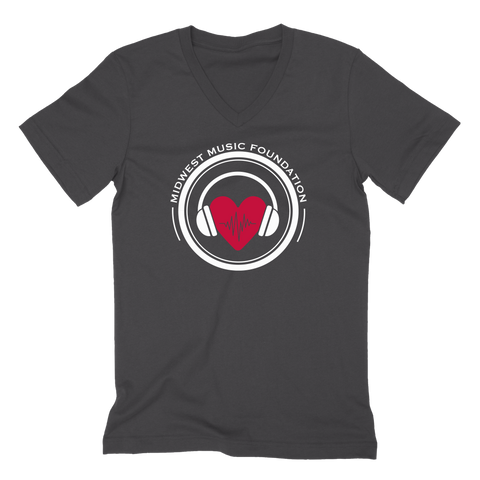 Midwest Music Foundation | Grey Heart V-Neck T-Shirt