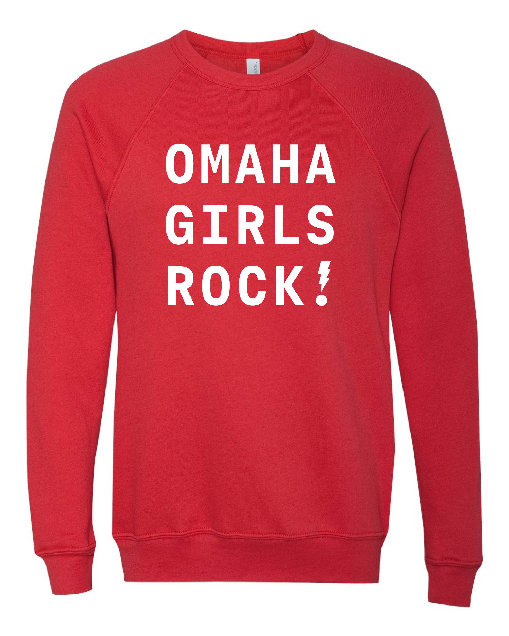 Omaha Girls Rock | Exclamation Crewneck Sweatshirt - Red