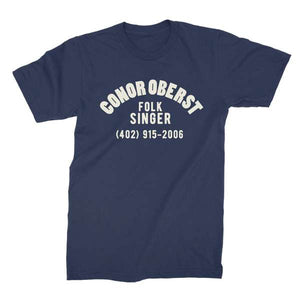 Conor Oberst | Folk Singer T-Shirt - Faded Navy/White
