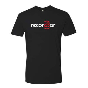 Black tshirt with red and white RecordBar logo
