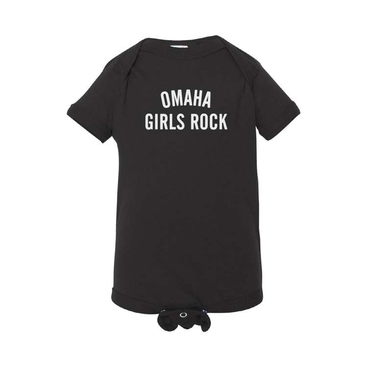 Omaha Girls Rock Text Onesie- Black
