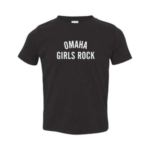 Omaha Girls Rock Text Toddler Tee- Black